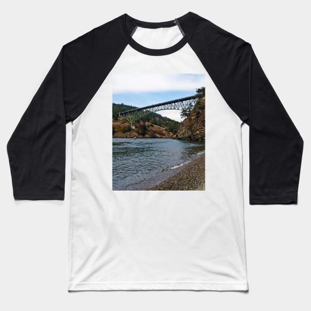 Deception Pass Bridge - vertical Baseball T-Shirt by Viking Visual - Lori Svensen